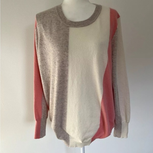 Pure Collection Boyfriend Fit Colour Block Cashmere Sz Us 18 *K18 - Picture 3 of 5